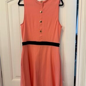 Elegant Coral Dress with Black Accents